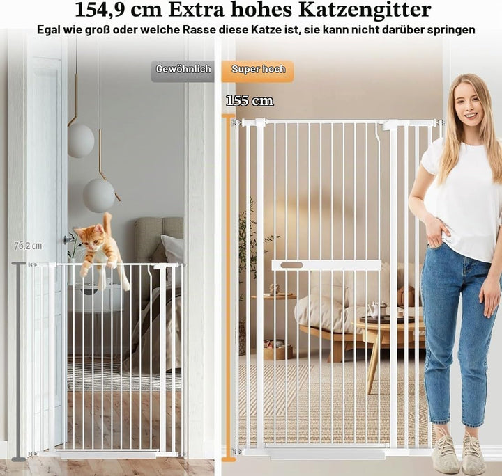 Xifamniy 155 cm Extrahohe Haustiertür, Katzen- und Hundetür Einstellbare Schwellenbreite, 76.5–108 c