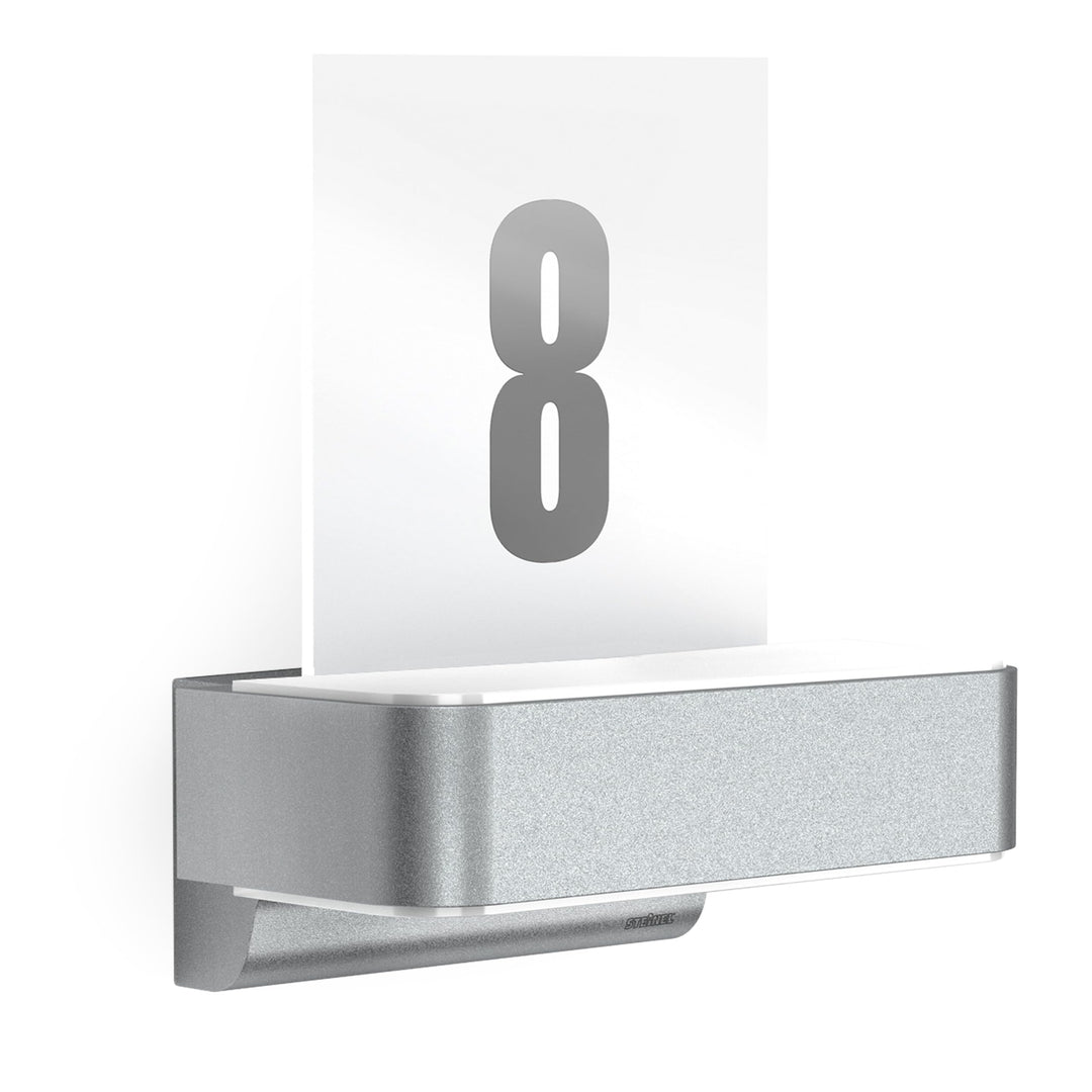 Steinel Aussenleuchte L 820 SC Silber, Hausnummer beleuchtet, smarte LED Hausnummernleuchte, Bewegun