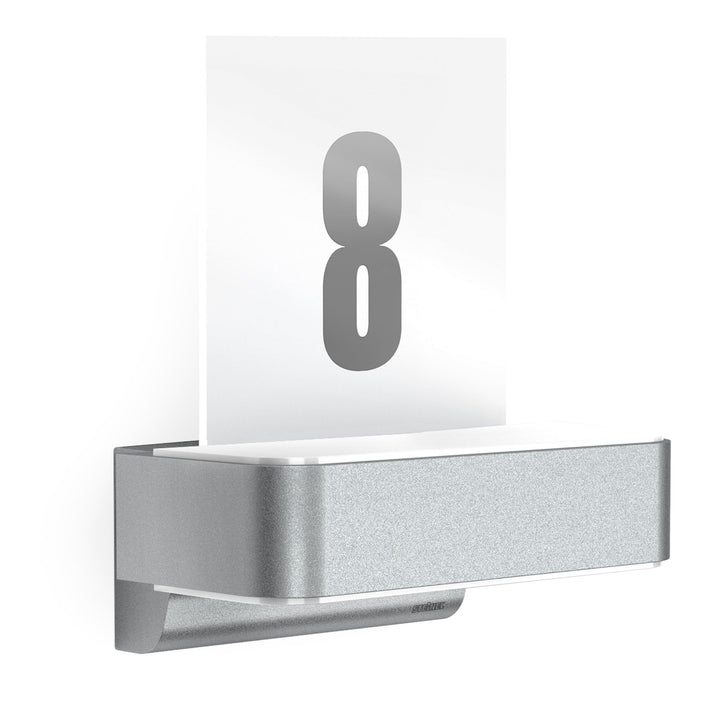 Steinel Aussenleuchte L 820 SC Silber, Hausnummer beleuchtet, smarte LED Hausnummernleuchte, Bewegun