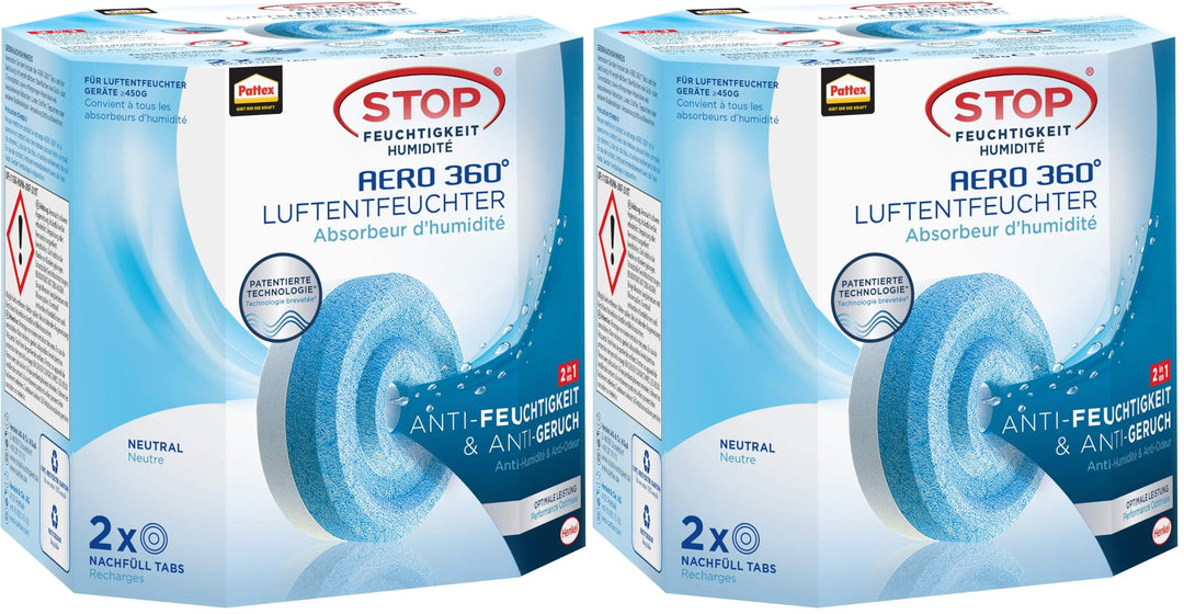 Pattex AERO 360° Neutral Tabs Nachfüllpack, reduzieren Feuchtigkeit und schlechte Gerüche, Nachfüllt