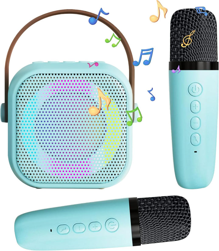 Karaoke für Kinder, Karaoke mit Mikrofon, Bluetooth-Mikrofon mit 2 Mikrofonen, tragbares Karaoke-Mik