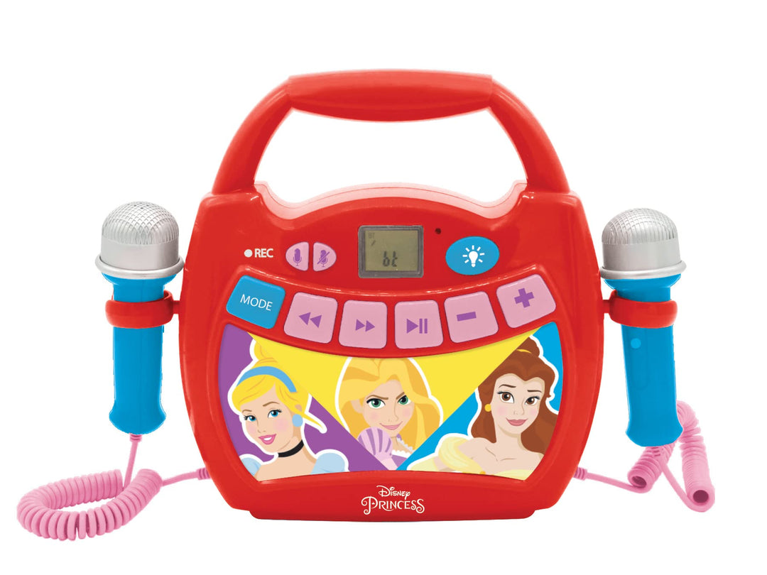 Lexibook MP300DPZ Disney Princess, Mein erster Karaoke Musikplayer mit 2 Spielzeugmikrofonen, Kabell