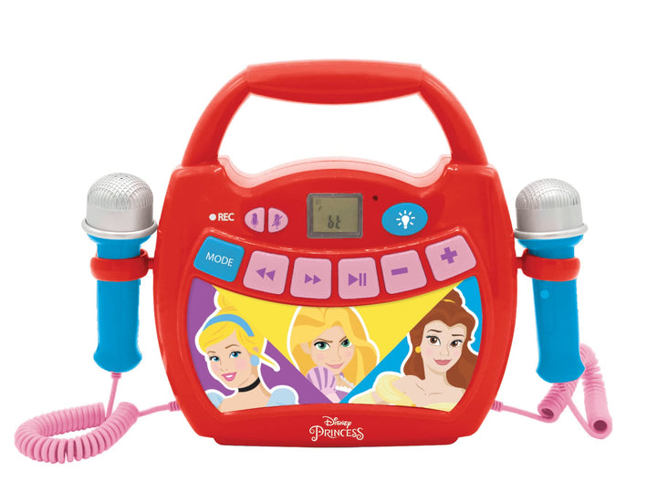 Lexibook MP300DPZ Disney Princess, Mein erster Karaoke Musikplayer mit 2 Spielzeugmikrofonen, Kabell