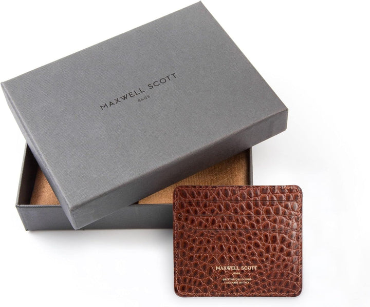 Maxwell Scott Herren Krokodil Optik Leder Kartenetui Marco in Braun Croco, Braun