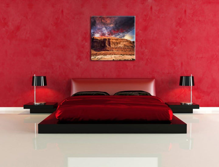 Pixxprint Mächtiges Monument Valley USA, Format: 70x70 auf Leinwand, 70x70