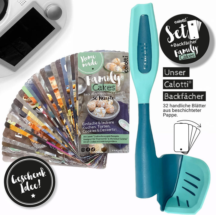 Calotti® Set – Backfächer „Family Cakes“ und Drehkellenspatel Silikon + für den Thermomix im Vorteil