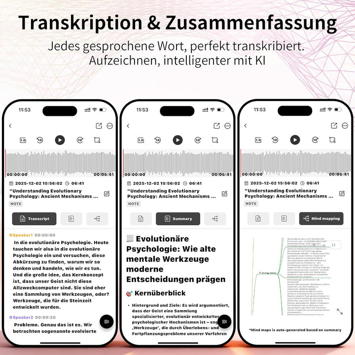NEWYES Roségold Ailog KI Digitales Diktiergerät mit dedizierter App,Transkribieren und Zusammenfasse