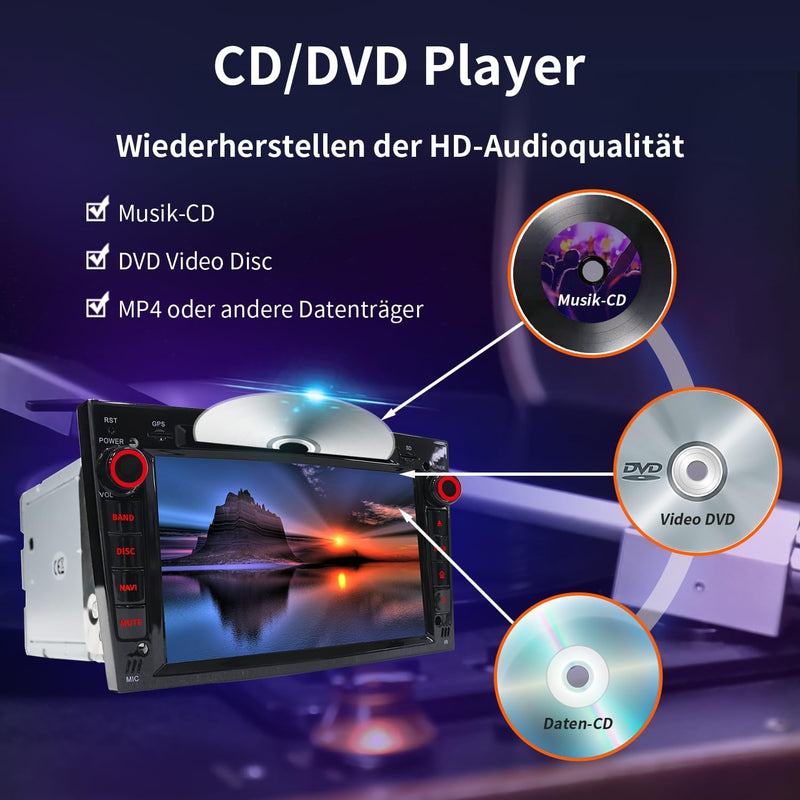 Autoradio Bluetooth Carplay[Android 13.0 4GB+64GB 2.0Ghz] 2 DIN für Opel, 7 Zoll Autoradio mit Bilds