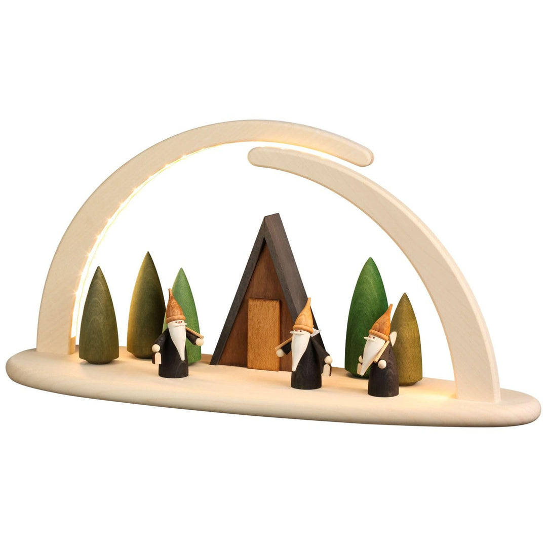 Seiffener Volkskunst | LED Lichterbogen Schwibbogen 42x21cm | Original Erzgebirgische Volkskunst | 1