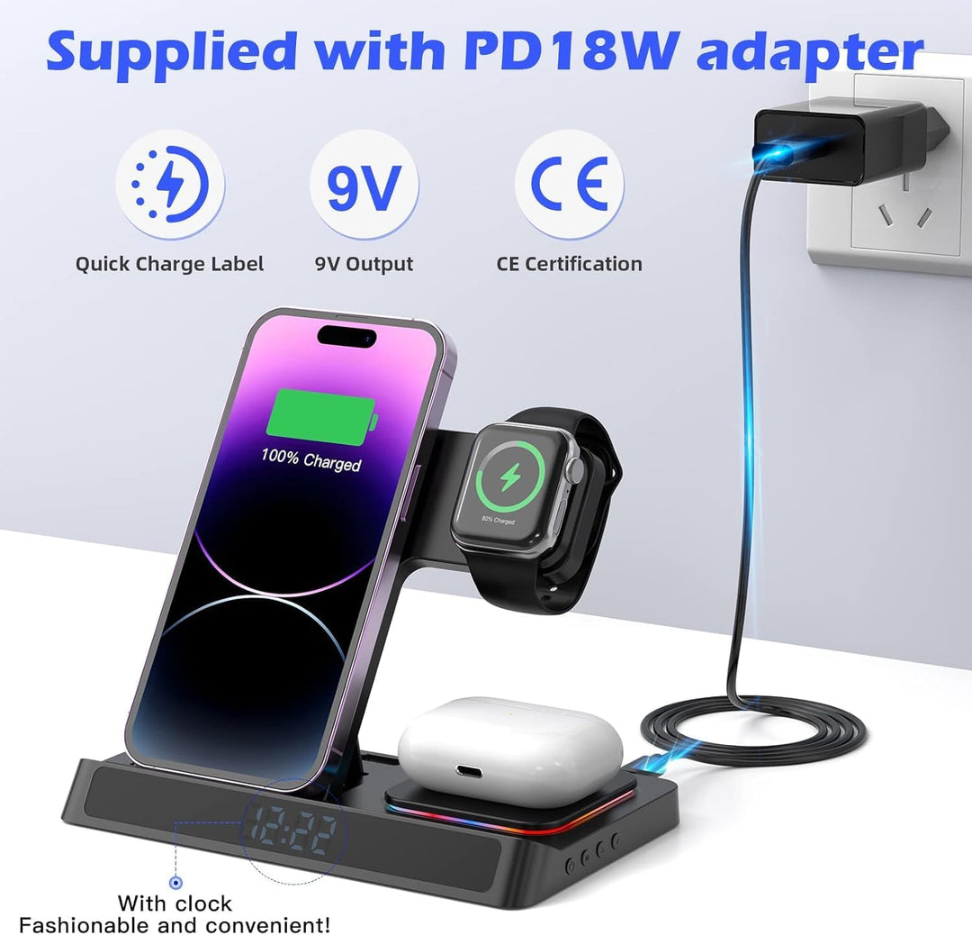 4 in 1 ladestation für iPhone und Watch Kabelloses Ladegerät 15W Faltbarer Induktive Wireless Charge