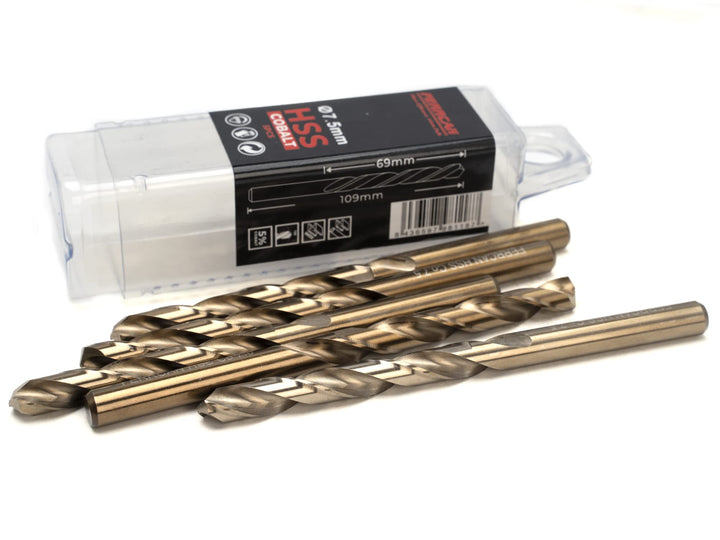 HSS Metallbohrer DIN338 M35 5% Kobalt zum Bohren in Edelstahl, Eisen und anderen Metallen Packung mi
