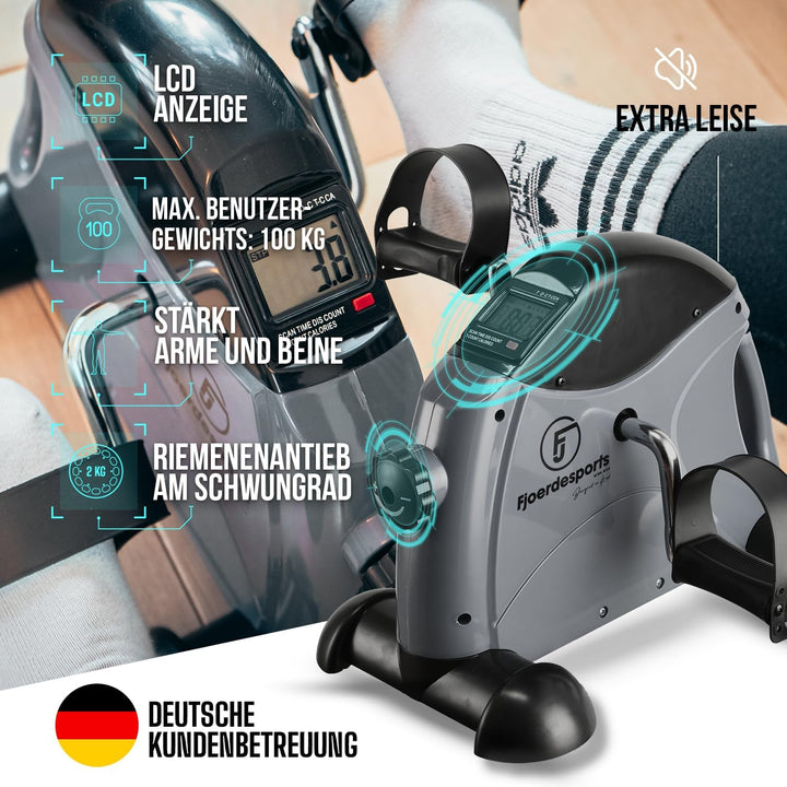 Fjoerdesports Mini-Heimtrainer, Arm- und Beintrainer, Bewegungstrainer, 2 in 1, mit Trainingsdisplay