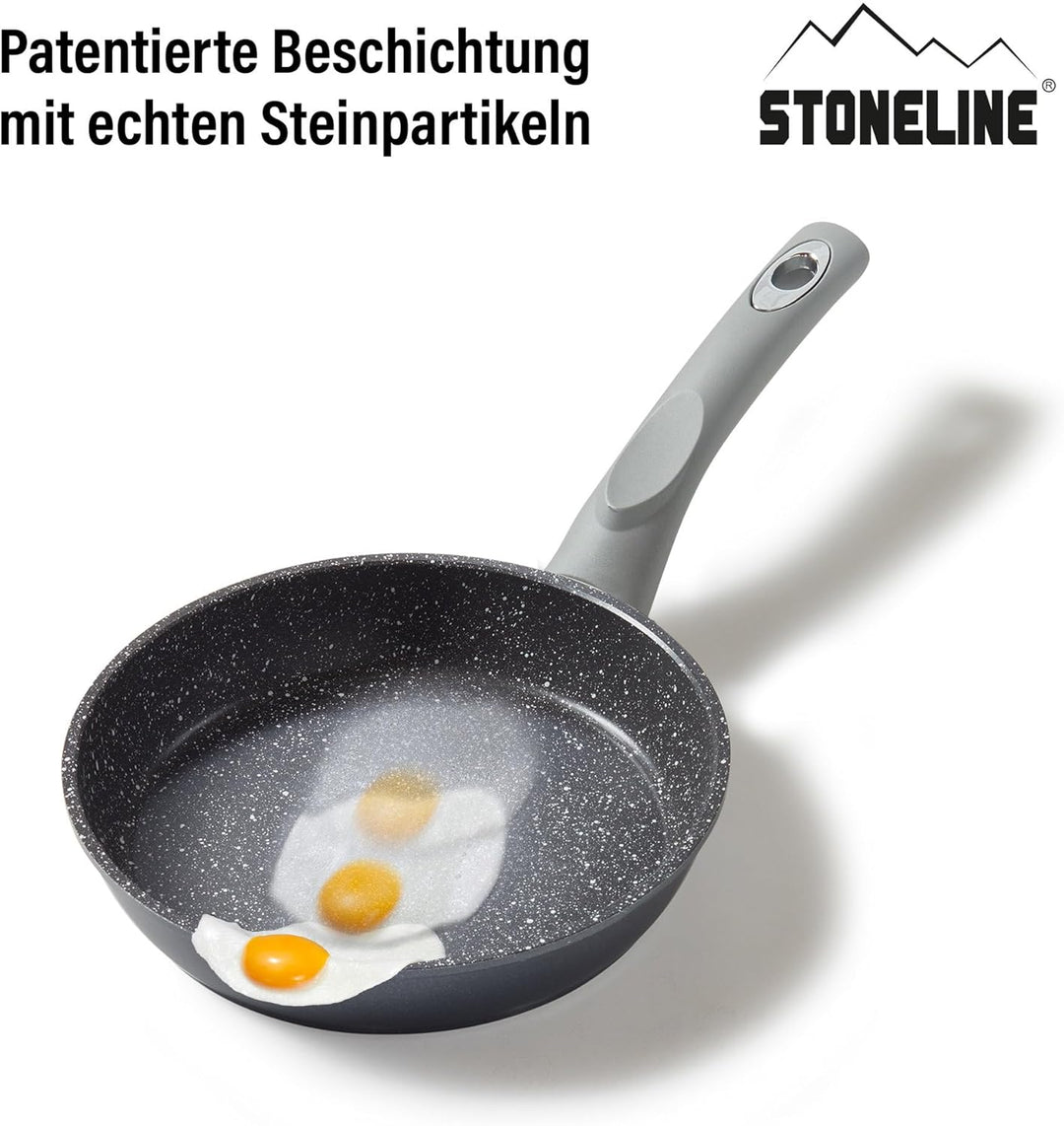STONELINE Gourmundo Bratpfanne, 18 cm, antihaftbeschichtete Pfanne mit echten Steinpartikeln, alle H