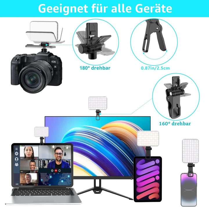 Selfie-Licht, 60 LED 2200mAh wiederaufladbares Handy-Fülllicht 7 Modi, 10-stufige Helligkeit, tragba