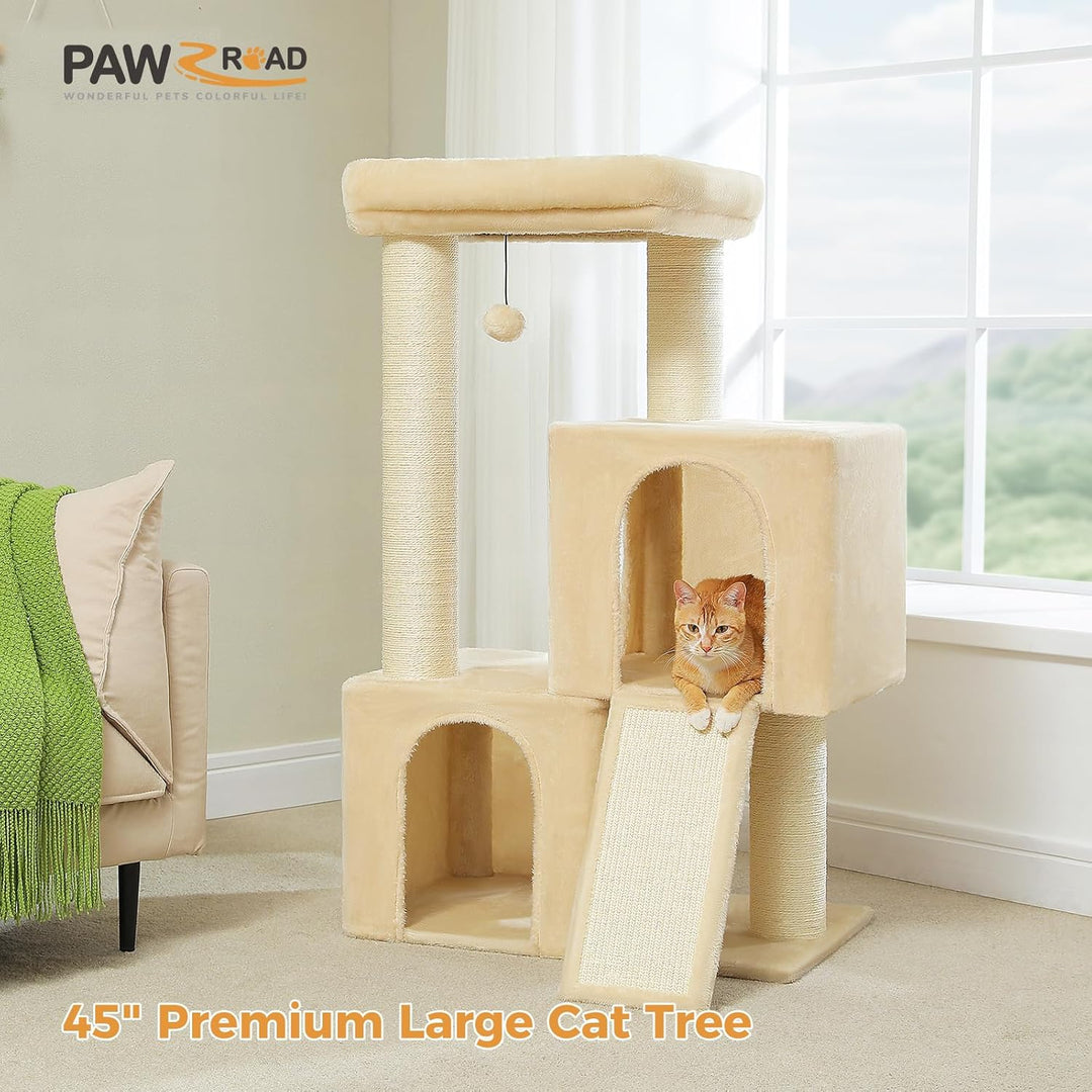 PAWZ Road Grosser Kratzbaum, 11 cm Dicke Stämme mit extrem grosser Doppelhöhle, vollständig mit Fisa