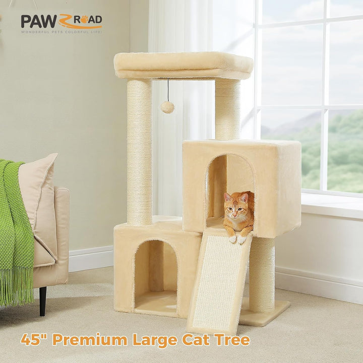 PAWZ Road Grosser Kratzbaum, 11 cm Dicke Stämme mit extrem grosser Doppelhöhle, vollständig mit Fisa