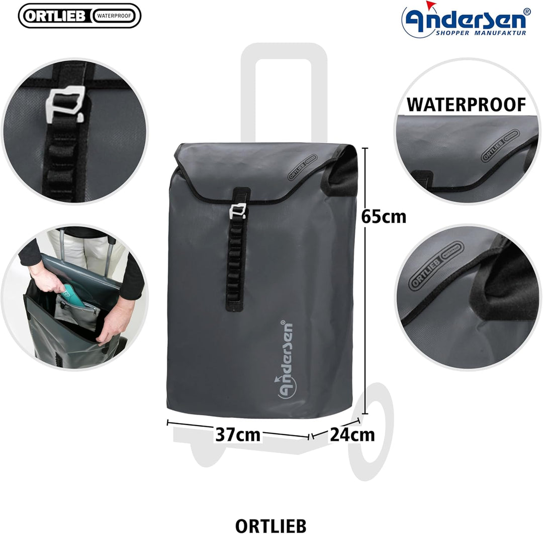 ANDERSEN Einkaufstrolley - Royal Shopper Ortlieb anthrazit 49 L Handwagen, wasserdicht, wetterfest,