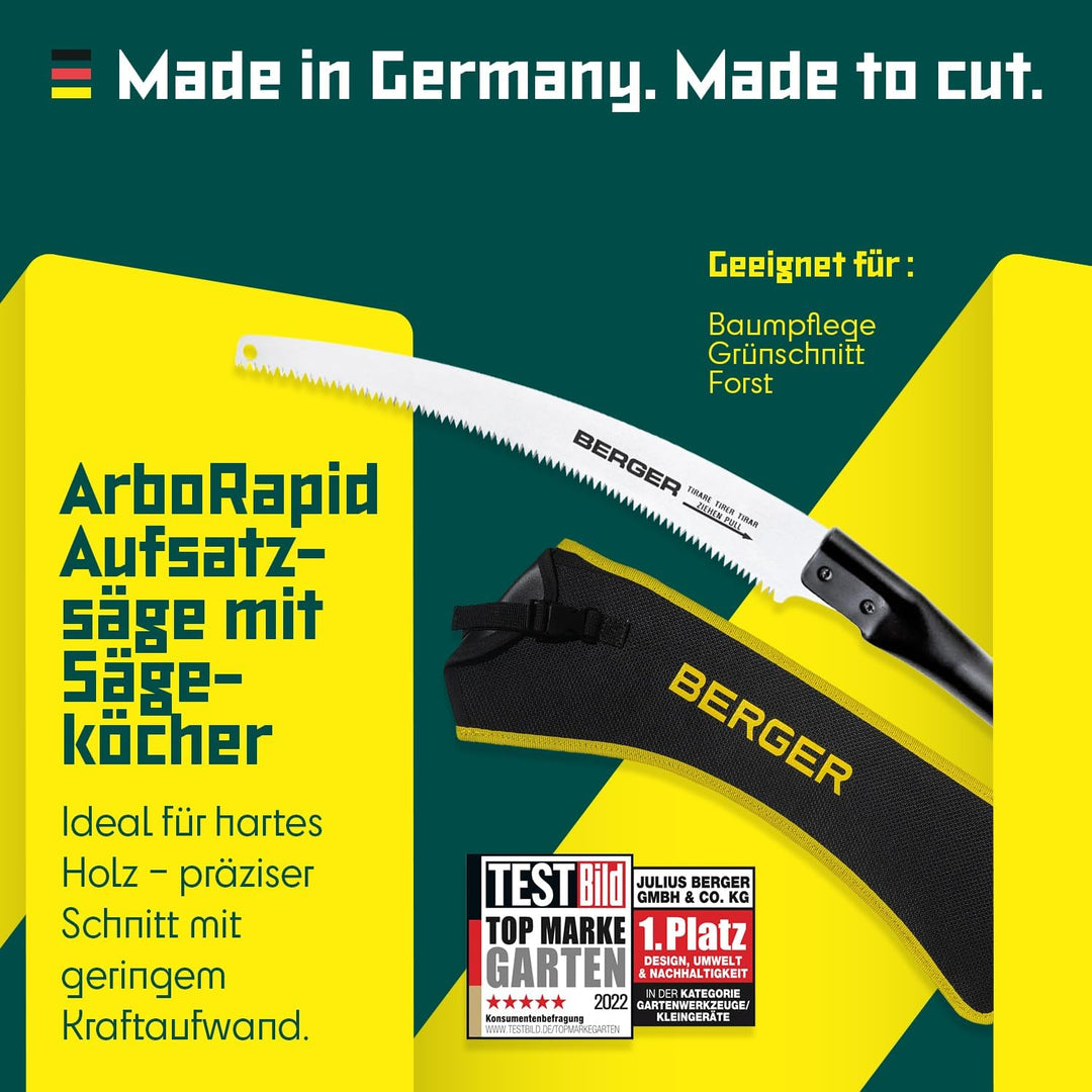 Berger ArboRapid Set 63813 Aufsatzsäge, Länge: 33 cm Sägenaufsatz für Teleskopstangen für Äste inkl.