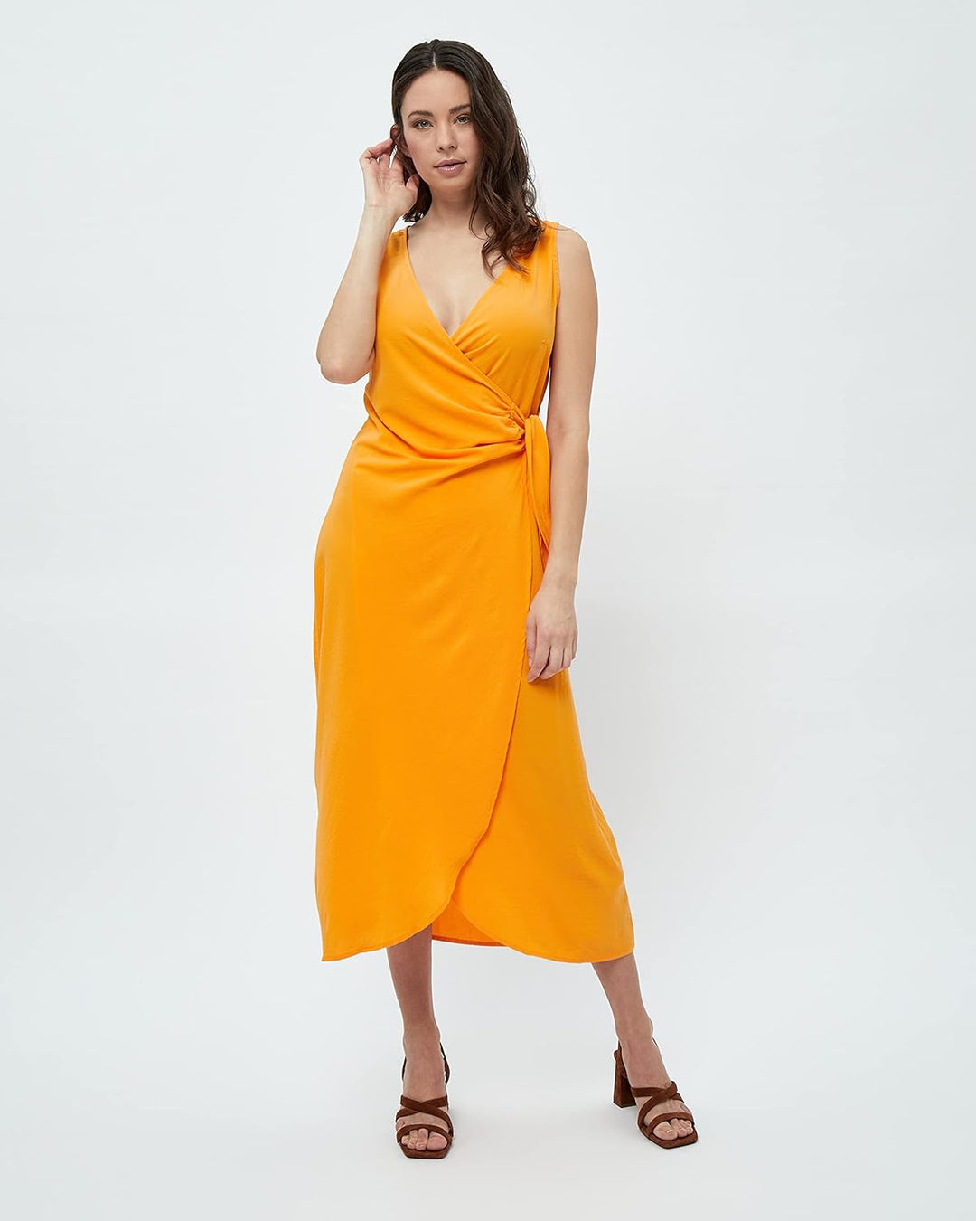 Desires Damen Bianna Mittlerer Ärmelloses Wickelkleid in der Mitte der Wade L 6530 Butterscotch, L 6