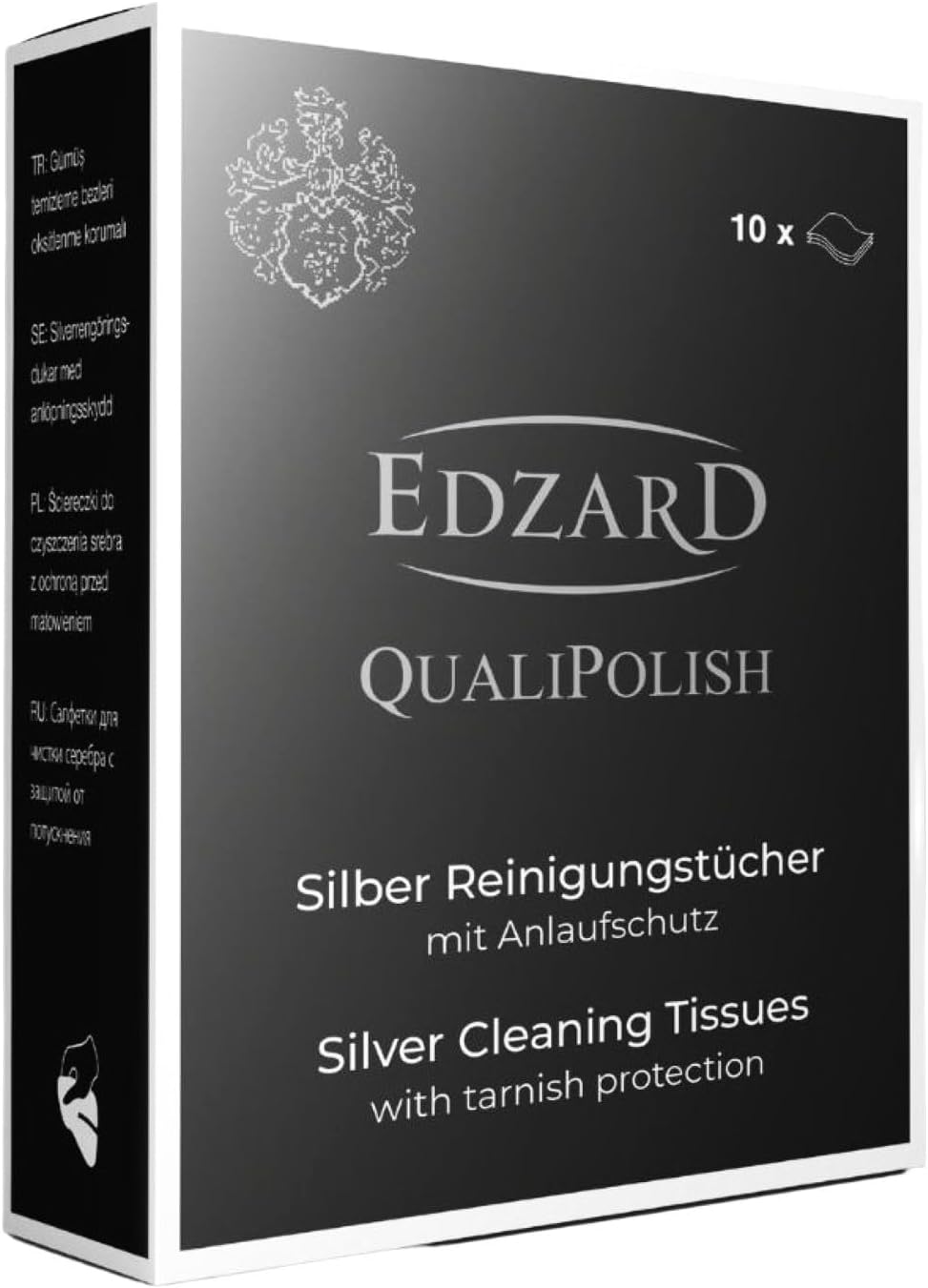 EDZARD 10 Stück QualiPolish® Silber-Reinigungstücher 19 x 11 cm