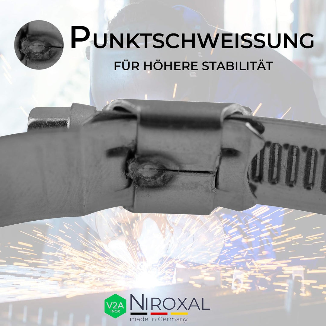 25 Stück rostfreie Schlauchschelle aus Edelstahl W4 V2A | Spannbereich Ø 60-80 mm = 6-8 cm | Bandbre