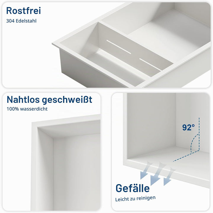 Neodrain Wandnische Dusche Edelstahl Dreifach-Duschnische Wandnische mit Regal Lagerung für Badezimm