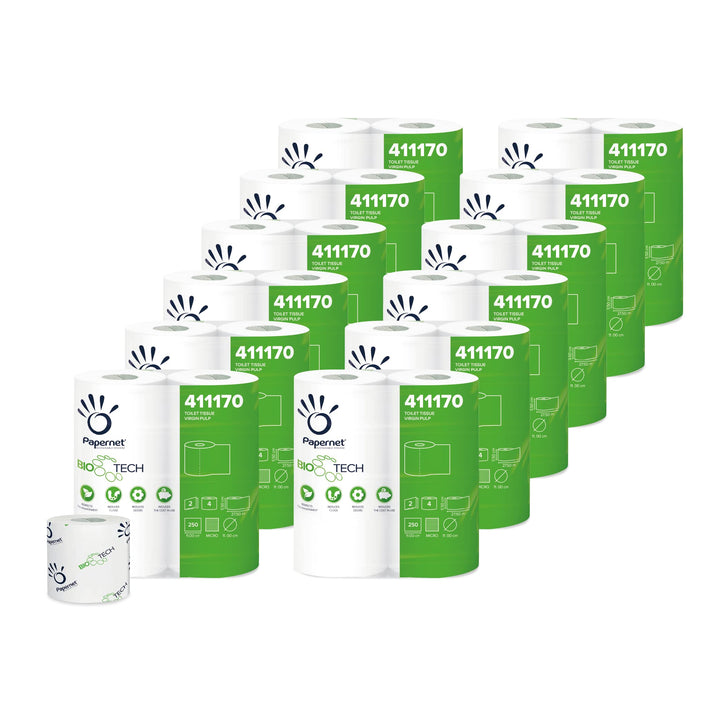 Papernet Kleinrollen - Toilettenpapier: Kleinrollen - Toilettenpapier Bio Tech, Weiss, 12 Verpackung