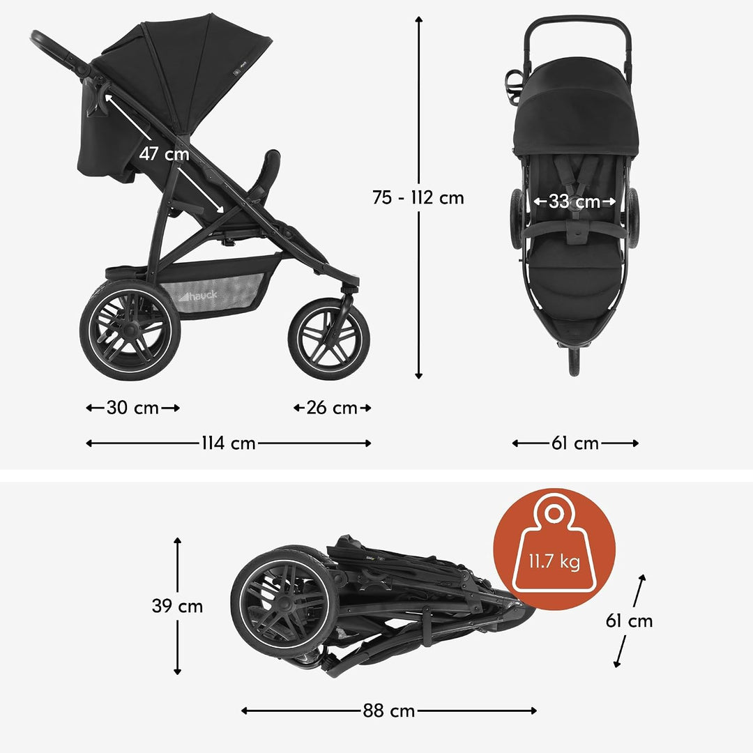 Hauck Dreirad Buggy Rapid 3R bis 25 kg, Grosses Sonnenverdeck, Klein Zusammenklappbar, Höhenverstell