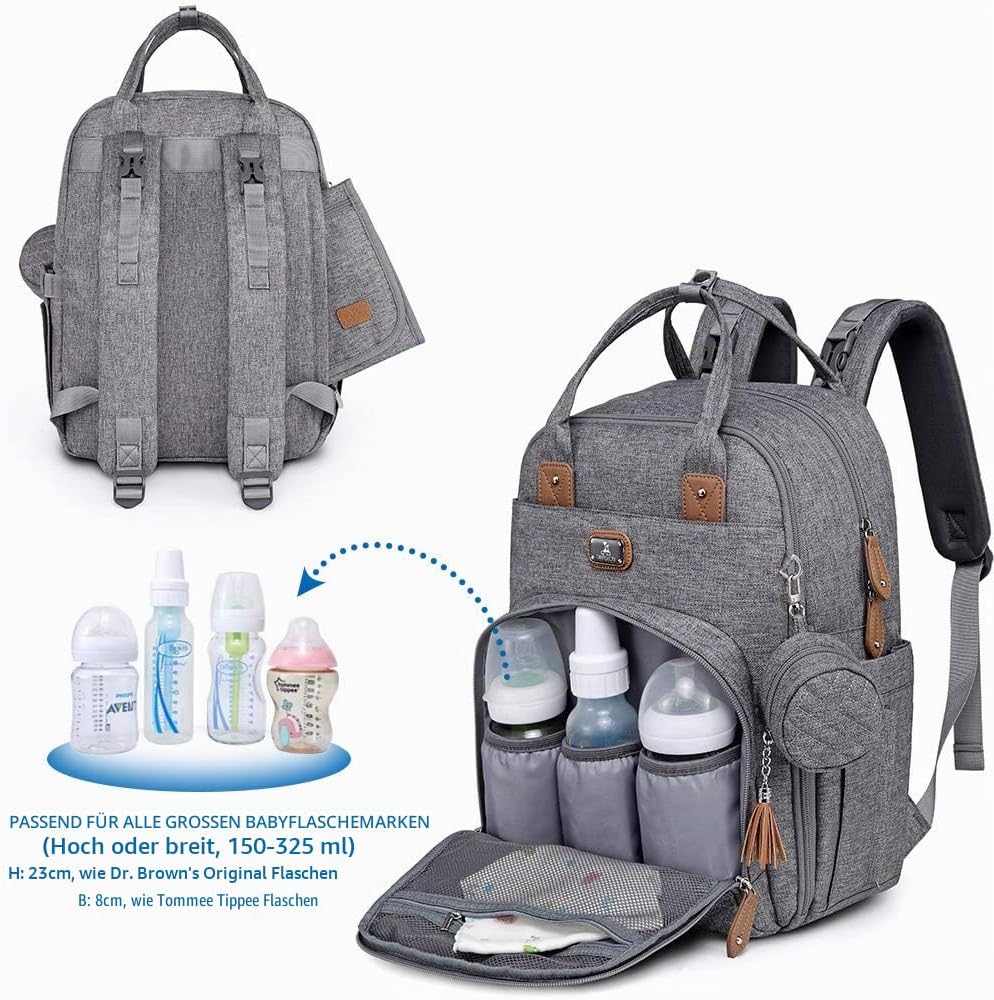 Dikaslon Wickeltasche Rucksack Grosser Wickelrucksack mit Multifunktions-Babytaschen und mobiler Wic