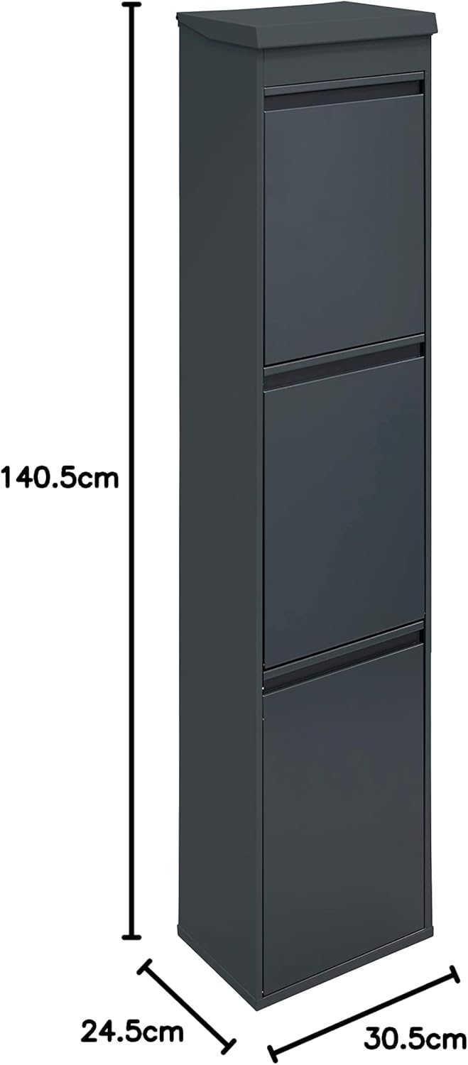 ARREGUI Top CR324-B Mülltrennsystem aus Stahl mit Aufbewahrungsbox mit Deckel | 3 Fächer Mülleimer f