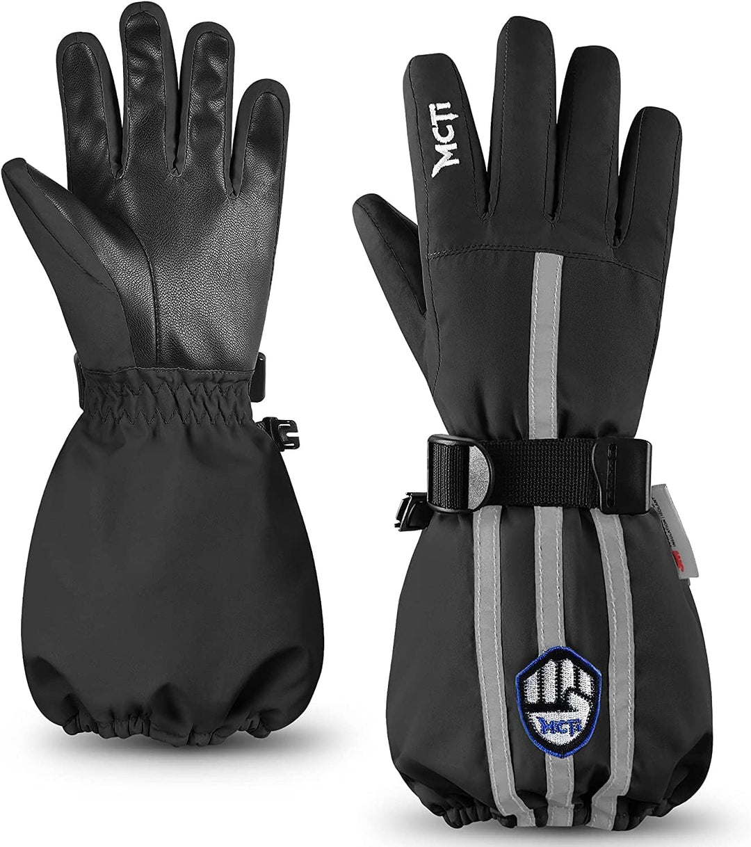 MCTi Kinder Skihandschuhe Wasserdicht Warm Schnee Winter Handschuhe Lange Stulpe Fleece gefüttert mi