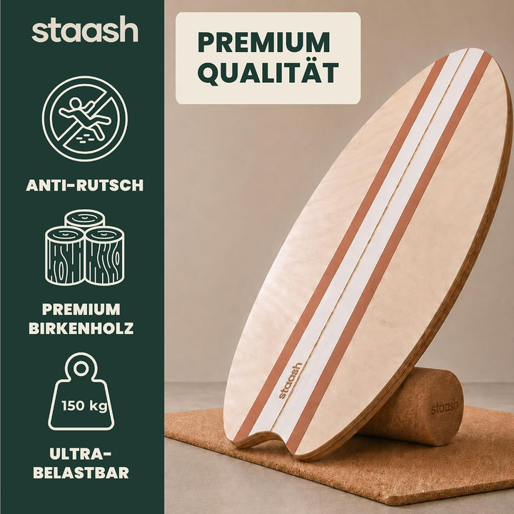 STAASH® PRO Balance Board aus Birkenholz – Premium 5-in-1-Set für Gleichgewichtstraining, Fitness &