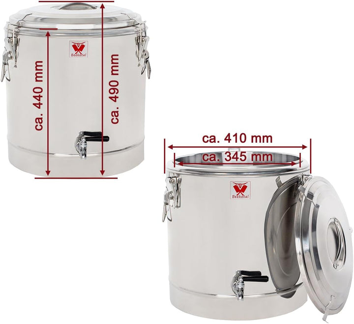 Beeketal 'BTE-40' Transport Thermobehälter 34 L mit Ablaufhahn für Speisen und Getränke, Profi Gastr