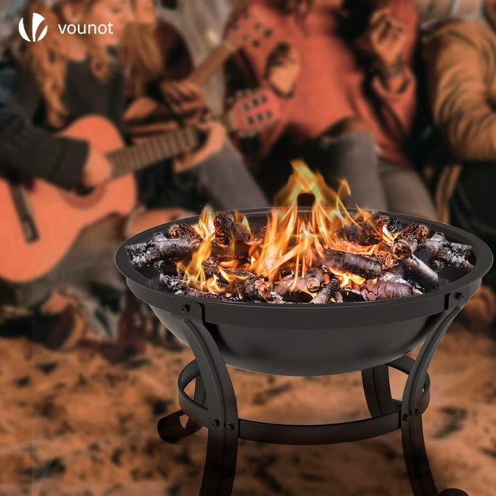 VOUNOT Feuerschale mit Funkenschutz, Feuerkorb Feuerstelle für Heizung, Garten, Camping, Terrasse, Ø