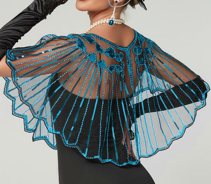 BAOKELAN Frauen 1920er Schal Pailletten Perlen Abend Cape Retro Wraps Schal Cover Up für Hochzeit Pa