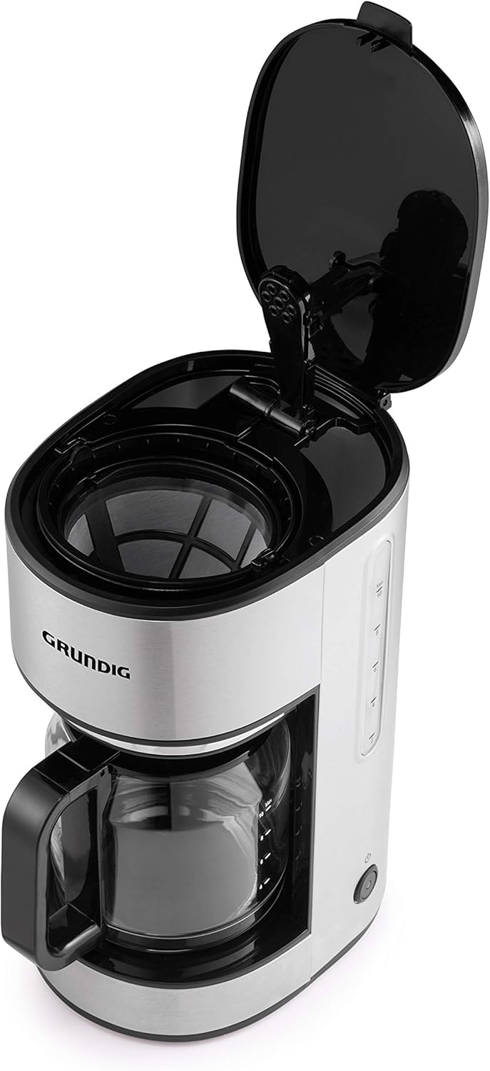 Grundig KM5620 Kaffemaschine, 1000W, 10 Tassen (1,25l), 1000, Edelstahl/Schwarz