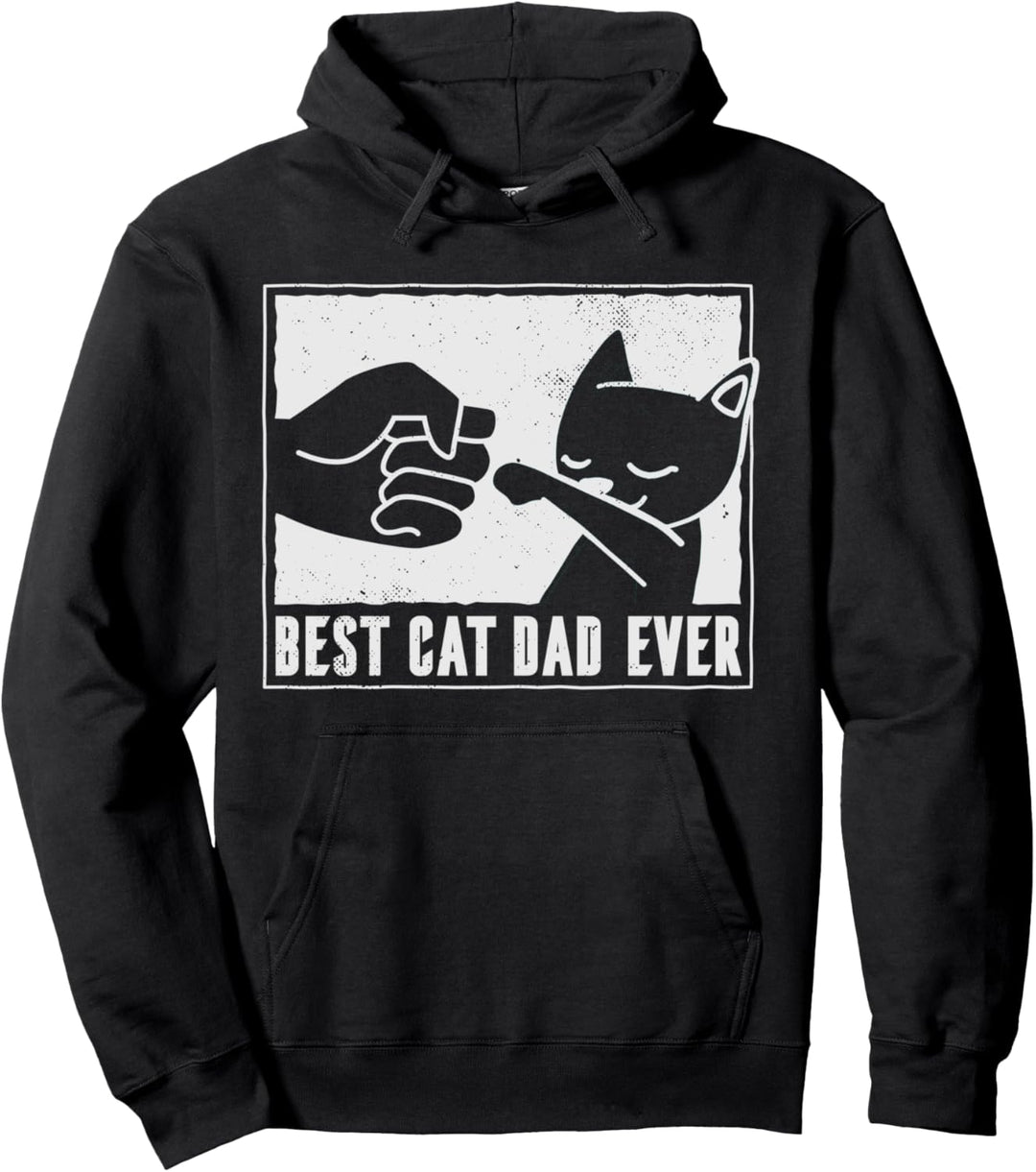 Distressed Vintage Best Cat Dad Ever Fathers Day Pullover Hoodie