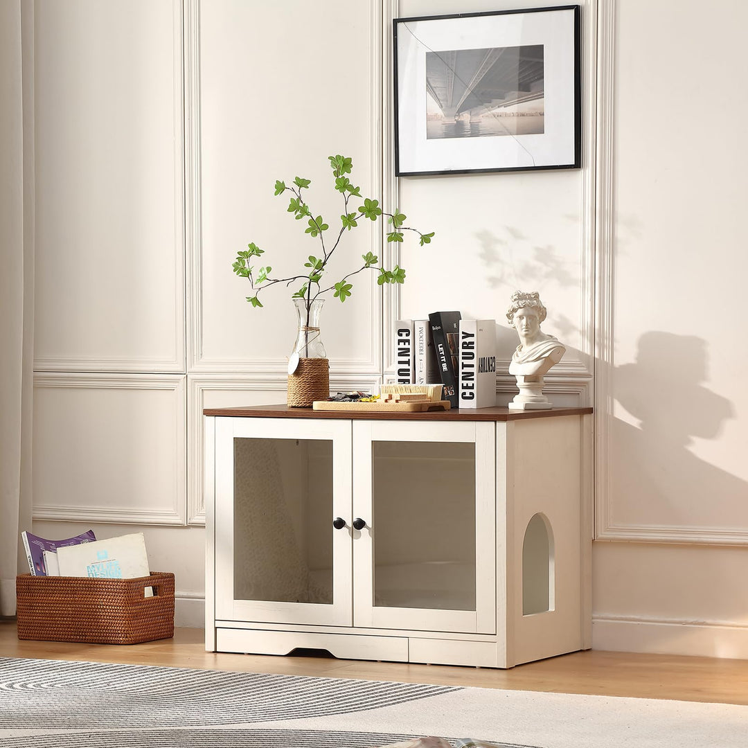 FOREST GRAVITY Katzenschrank Katzentoilette Klein Katzenklo Schrank Large Cat Litter Box Furniture M