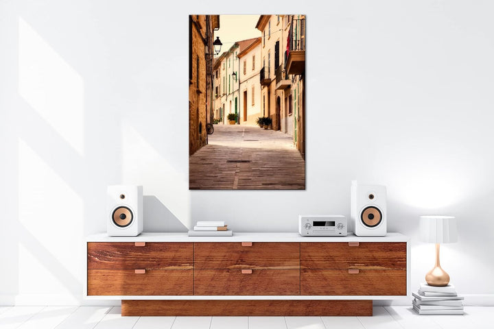 Fussweg in der Altstadt Format: 100x70 cm als Leinwandbild, Motiv fertig gerahmt auf Echtholzrahmen,