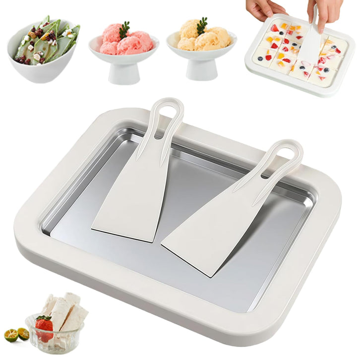 Heimgerollte Eismaschine, Instant-Eismaschine mit 2 Schabern, DIY-Eiscreme-Tablett für gerolltes Eis