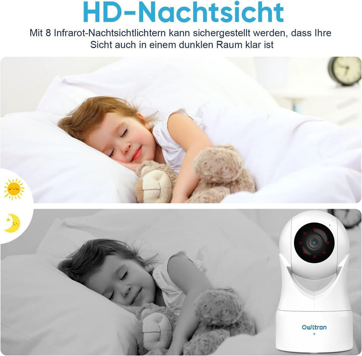 owltron überwachungskamera innen, Kamera überwachung innen mit Bewegungserkennung, 360 Grad Indoor W