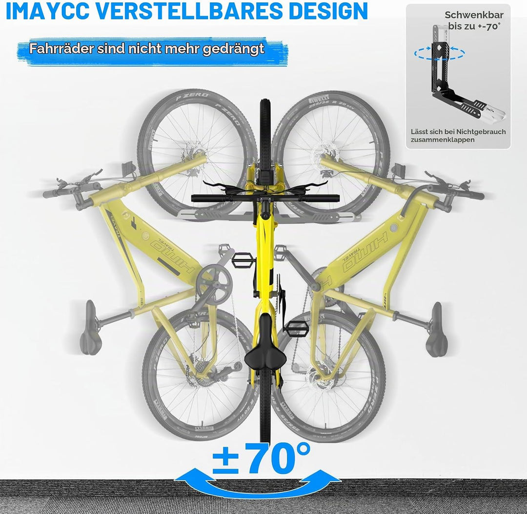 IMAYCC Profi Schwenkbare Fahrrad Wandhalterung, Fahrradhalterung Wand ohne schweres Heben, Platzspar
