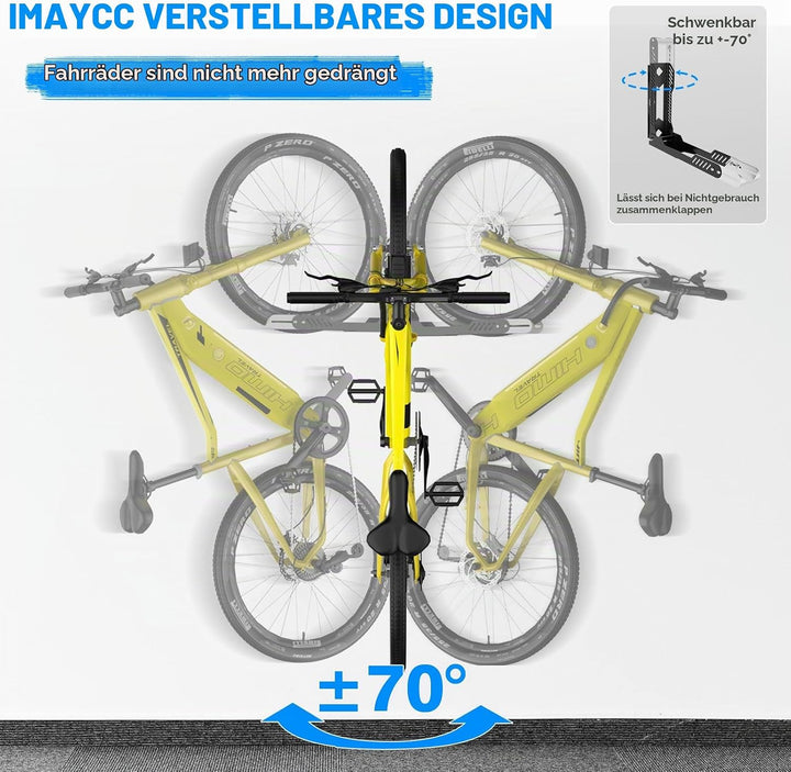 IMAYCC Profi Schwenkbare Fahrrad Wandhalterung, Fahrradhalterung Wand ohne schweres Heben, Platzspar