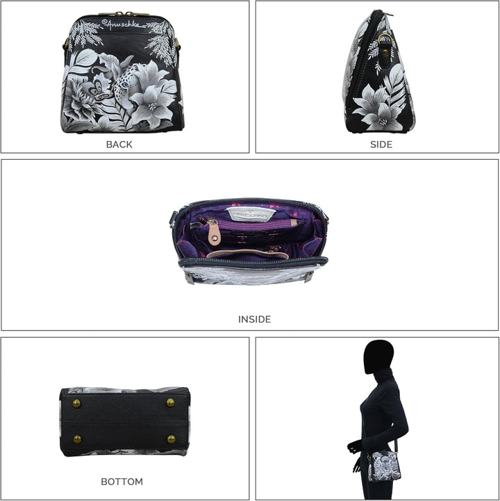 Anuschka Handbemalte Organiser Tasche aus echtem Leder mit Reissverschluss Cleopatra Leopard, Cleopa