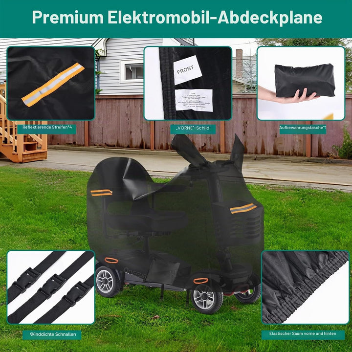 Elektromobil Abdeckhaube Wasserdicht &amp; Winddicht,420D Abdeckplane für Elektromobile mit 4 Reflexstre