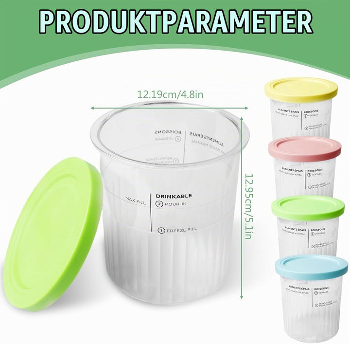 4er-Set Creami Behälter für die Ninja Creami Eismaschine, Creami Deluxe Behälter/Becher für ninja Ei
