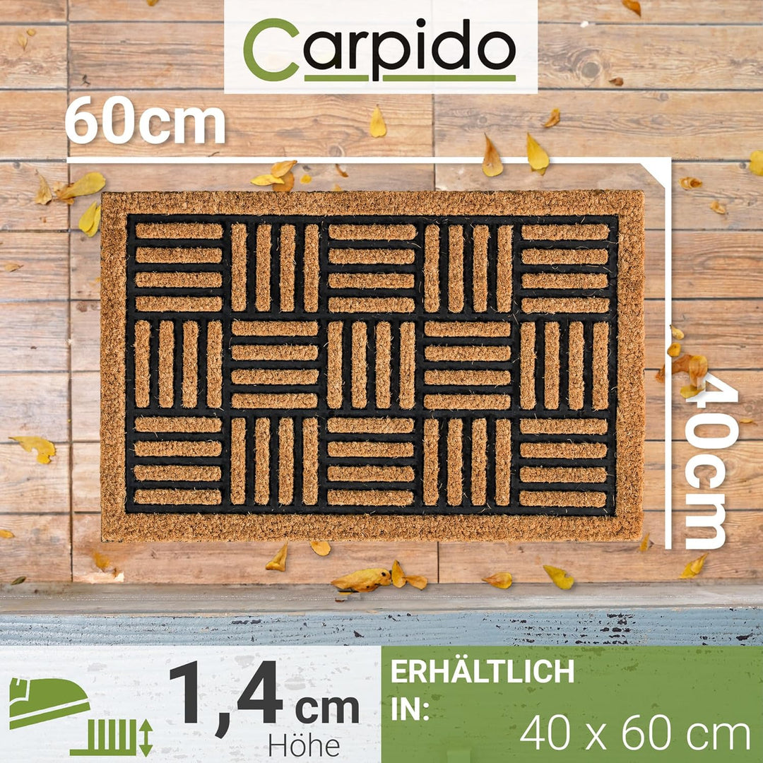 Carpido Fussmatte Kokos Gitter Design – Sauberlauf 40x60 cm 2er Set – Türmatte innen – antibakteriel