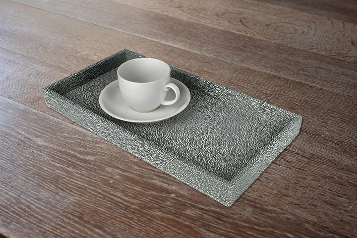 SIGNATURE HOME COLLECTION Kleines Tablett mit Rand, Kunstleder, blau, mittel