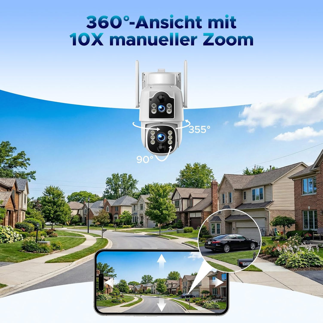 VOOPEAK 4G LTE Überwachungskamera Aussen Solar, Dual-Objektiv 360° PTZ 1 piece, 1 piece