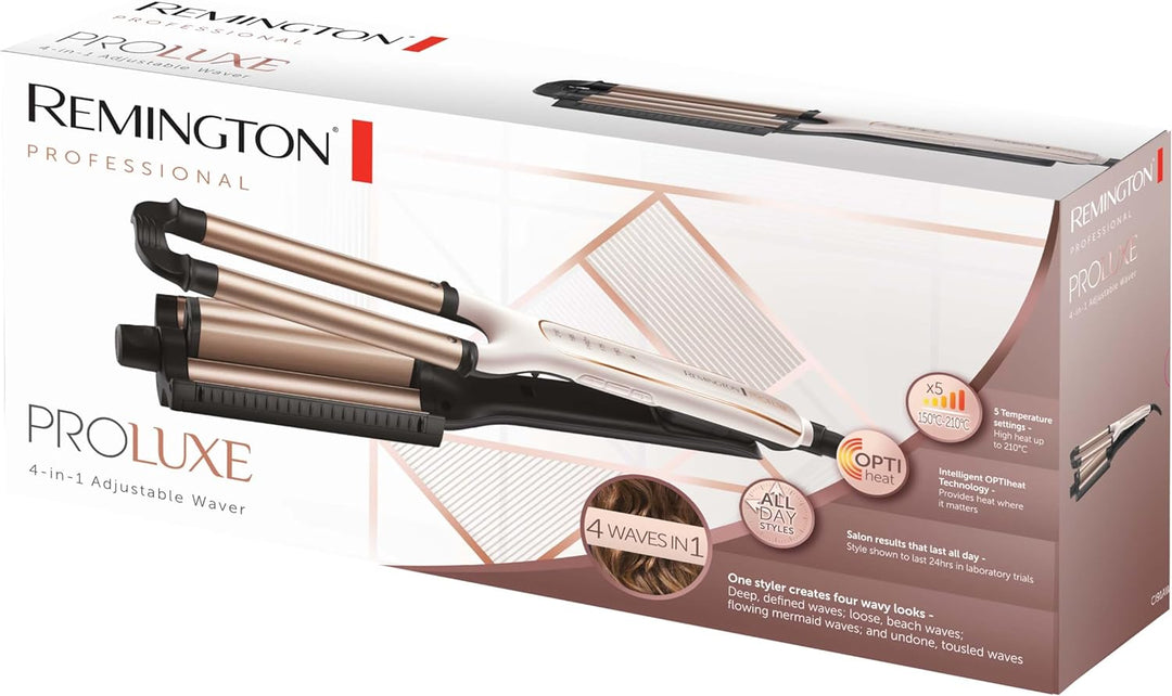 Remington Welleneisen [Testsieger] ProLuxe 4-in-1 Lockenstab: Beach , natürlich Wellen, Wasserwellen